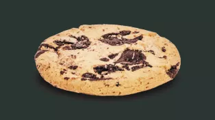 Warm chocolate chip cookie